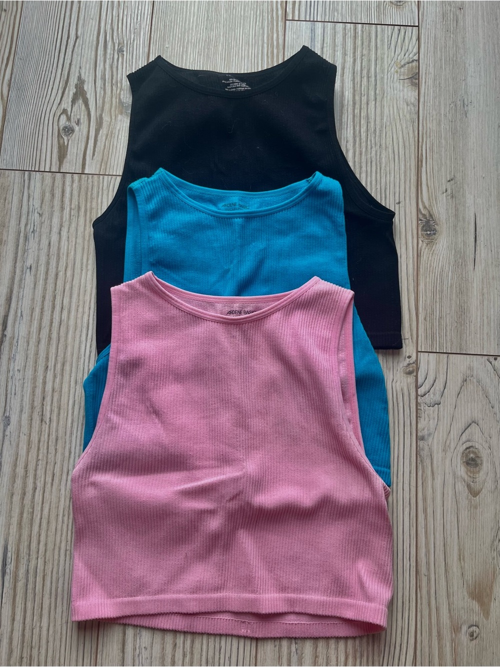 Ardene Ribbed Bundle Tank Tops - Pink, Blue, Black